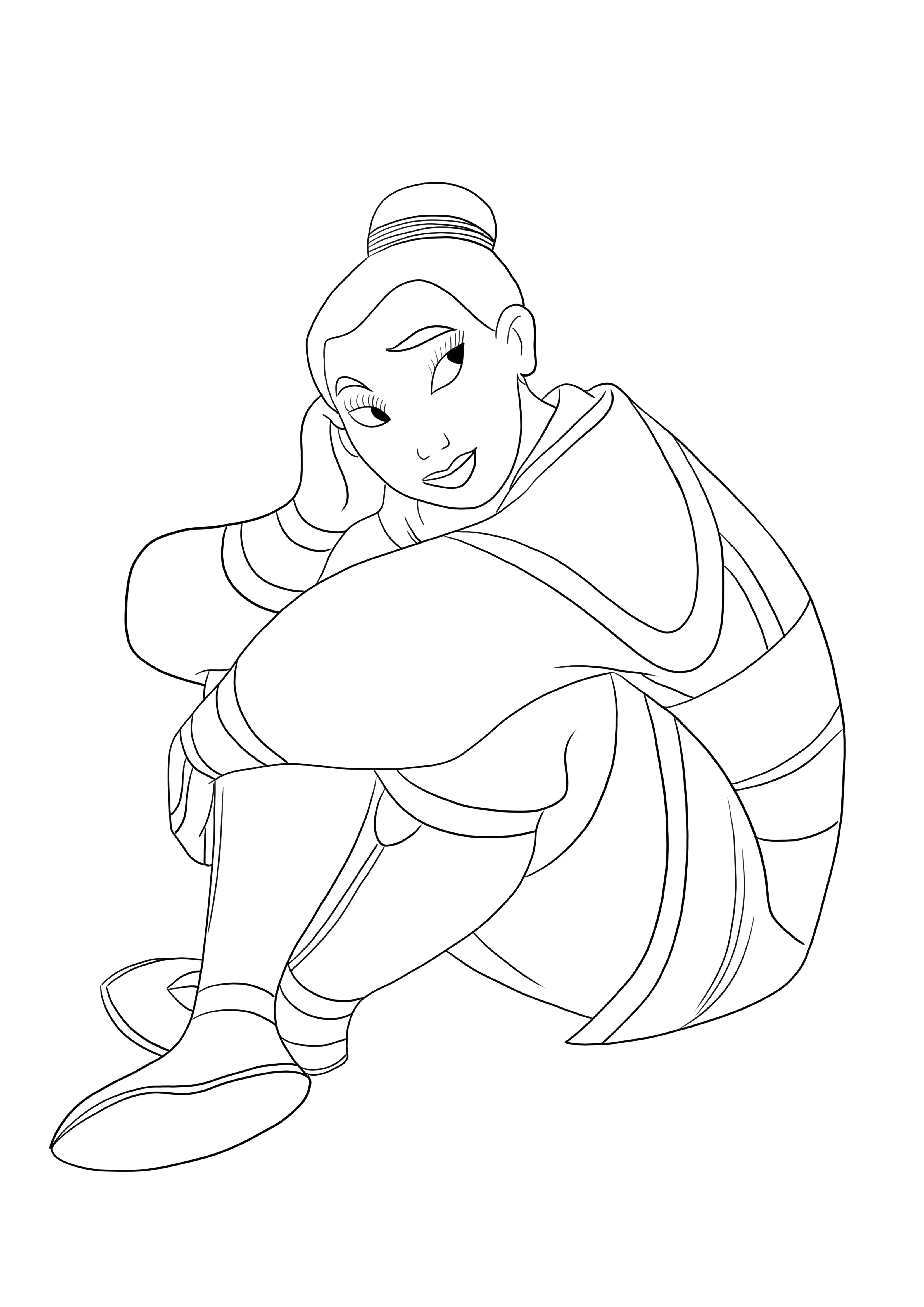 Mulan looking to the left printing for free and coloring page