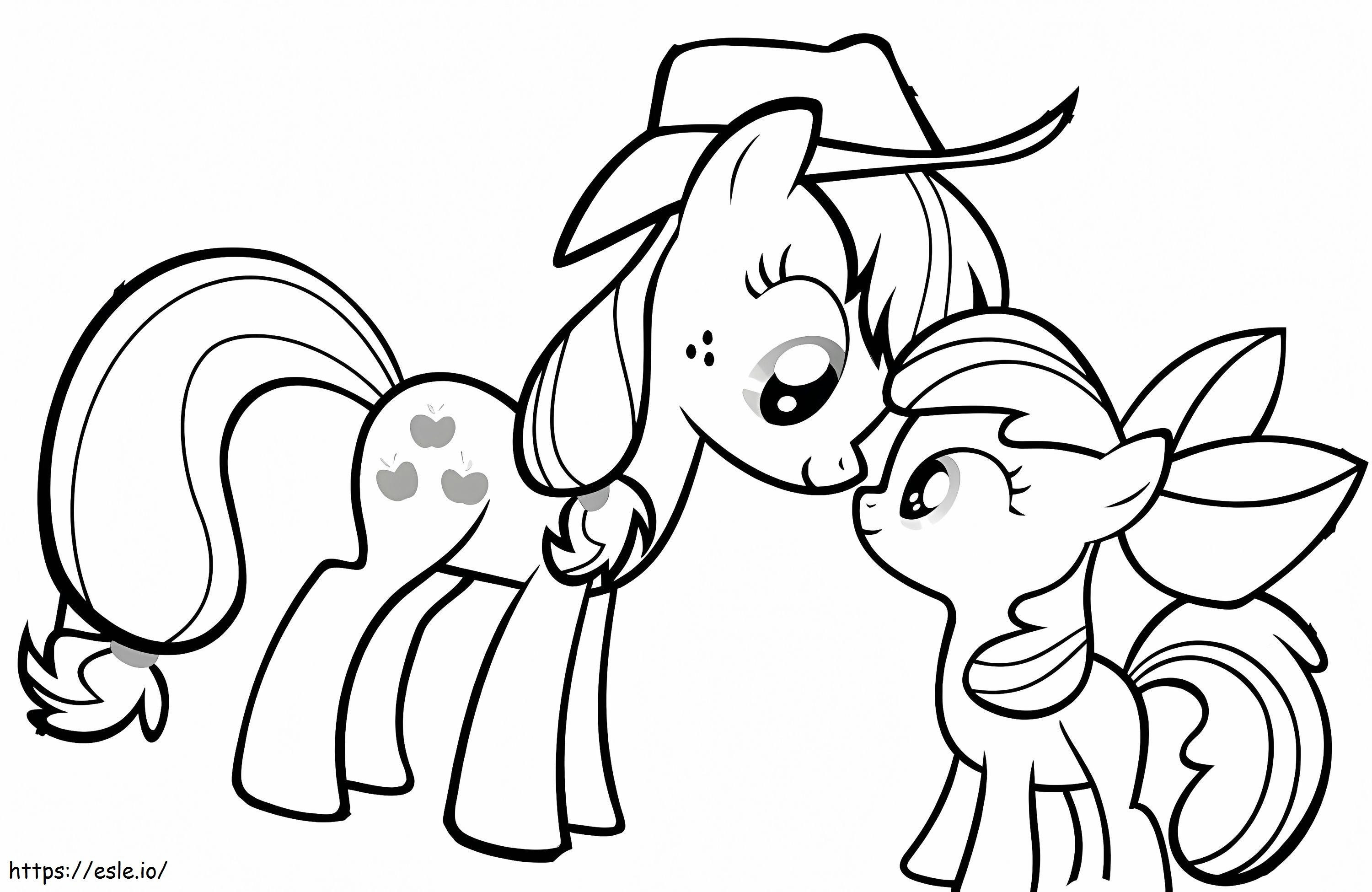 Applejack dan Kuda Poni Kecil Gambar Mewarnai