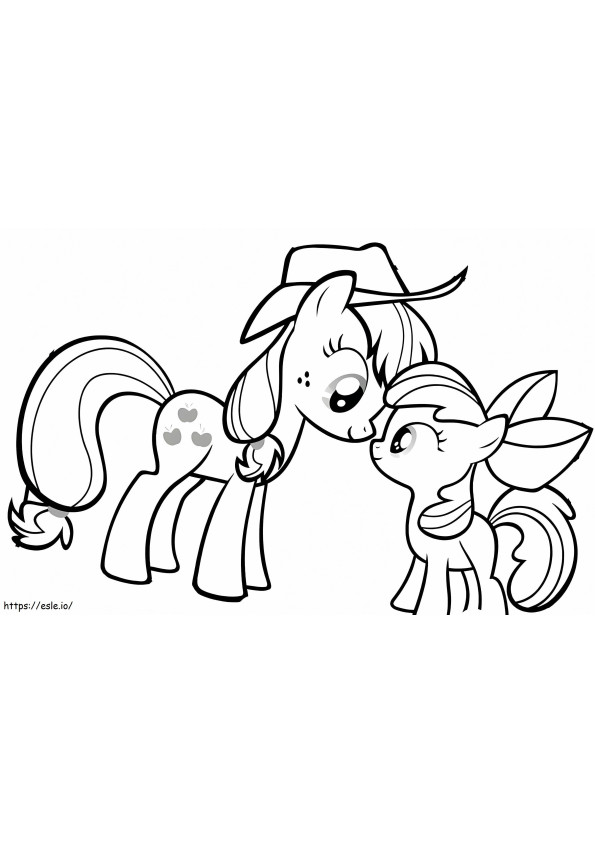 Applejack en kleine pony kleurplaat