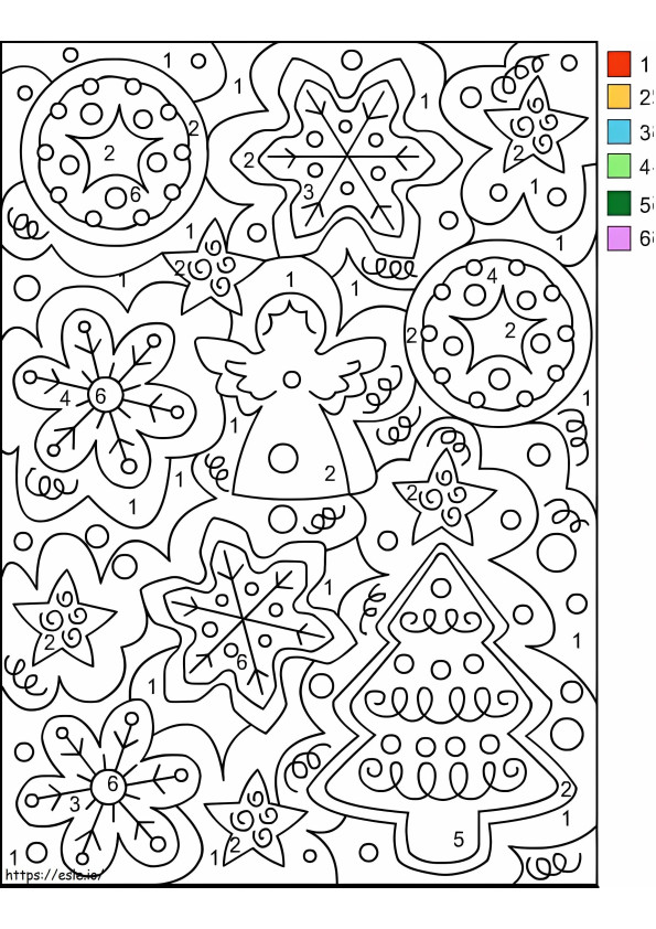 Free Christmas Color By Number coloring page