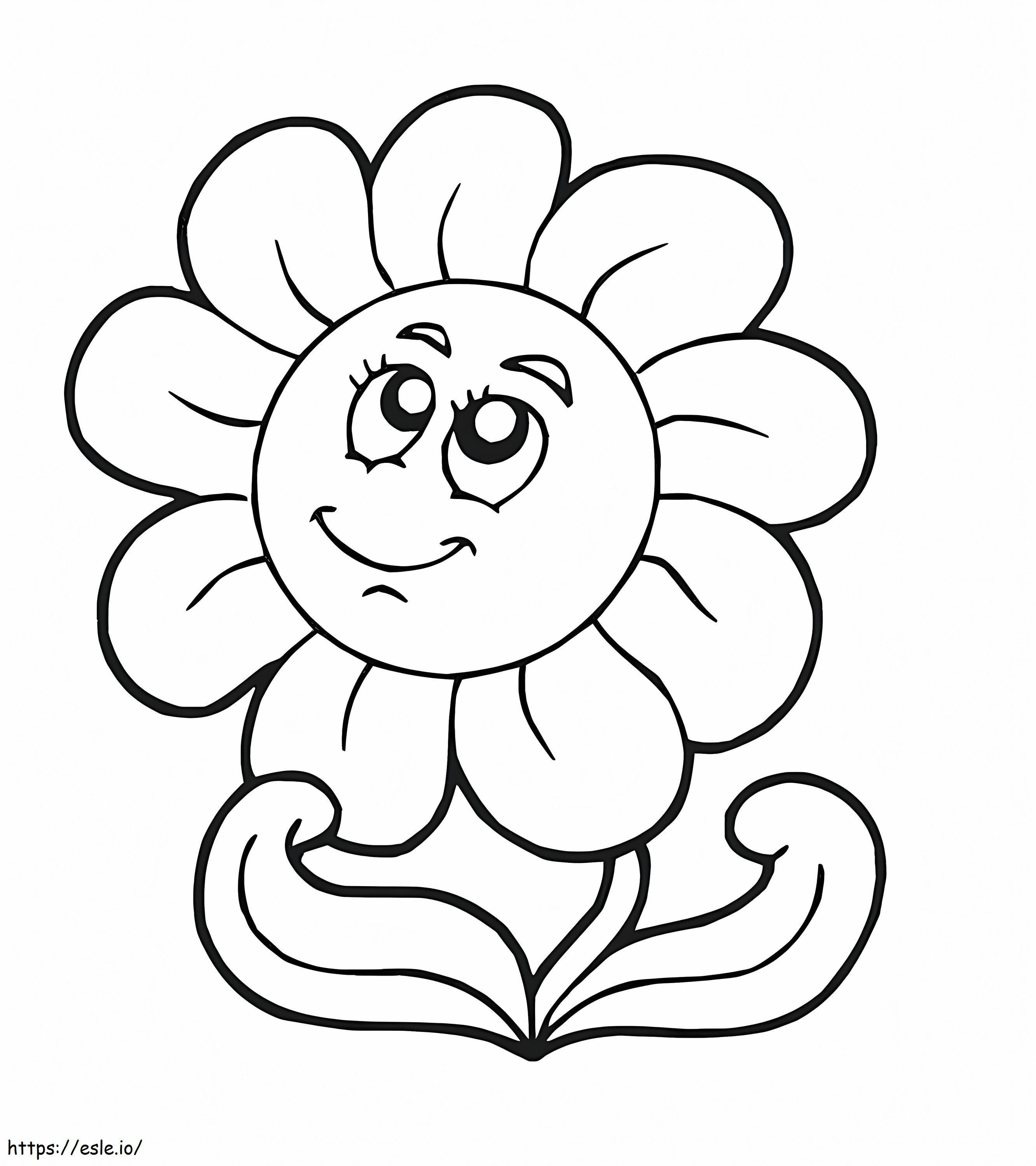 Auringonkukka sarjakuva hymyilevä värityskuva