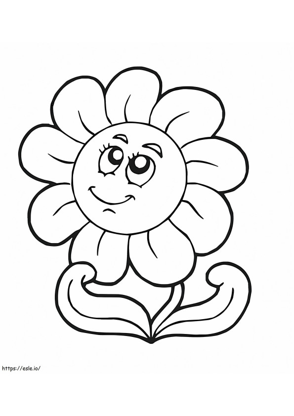 Ayçiçeği karikatür gülümseyen boyama