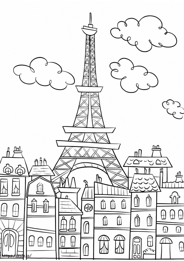 Bonita Torre Eiffel para colorear