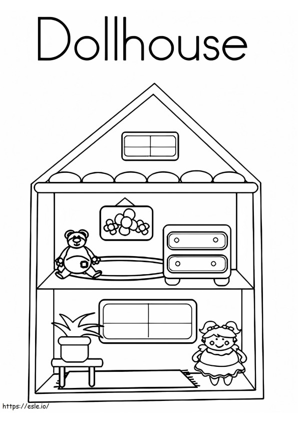 Łatwy domek dla lalek kolorowanka