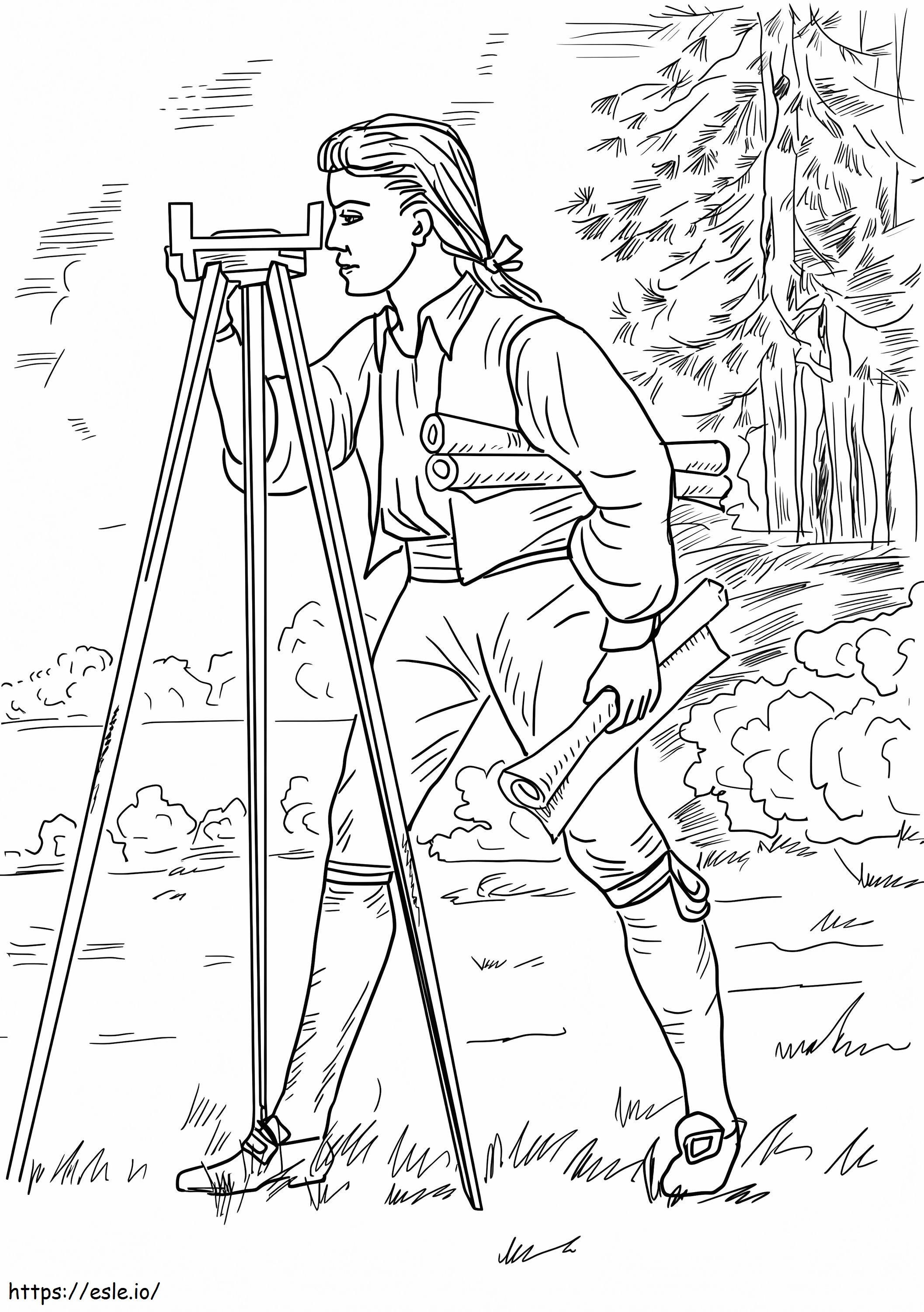 Il giovane geometra e cartografo George Washington da colorare