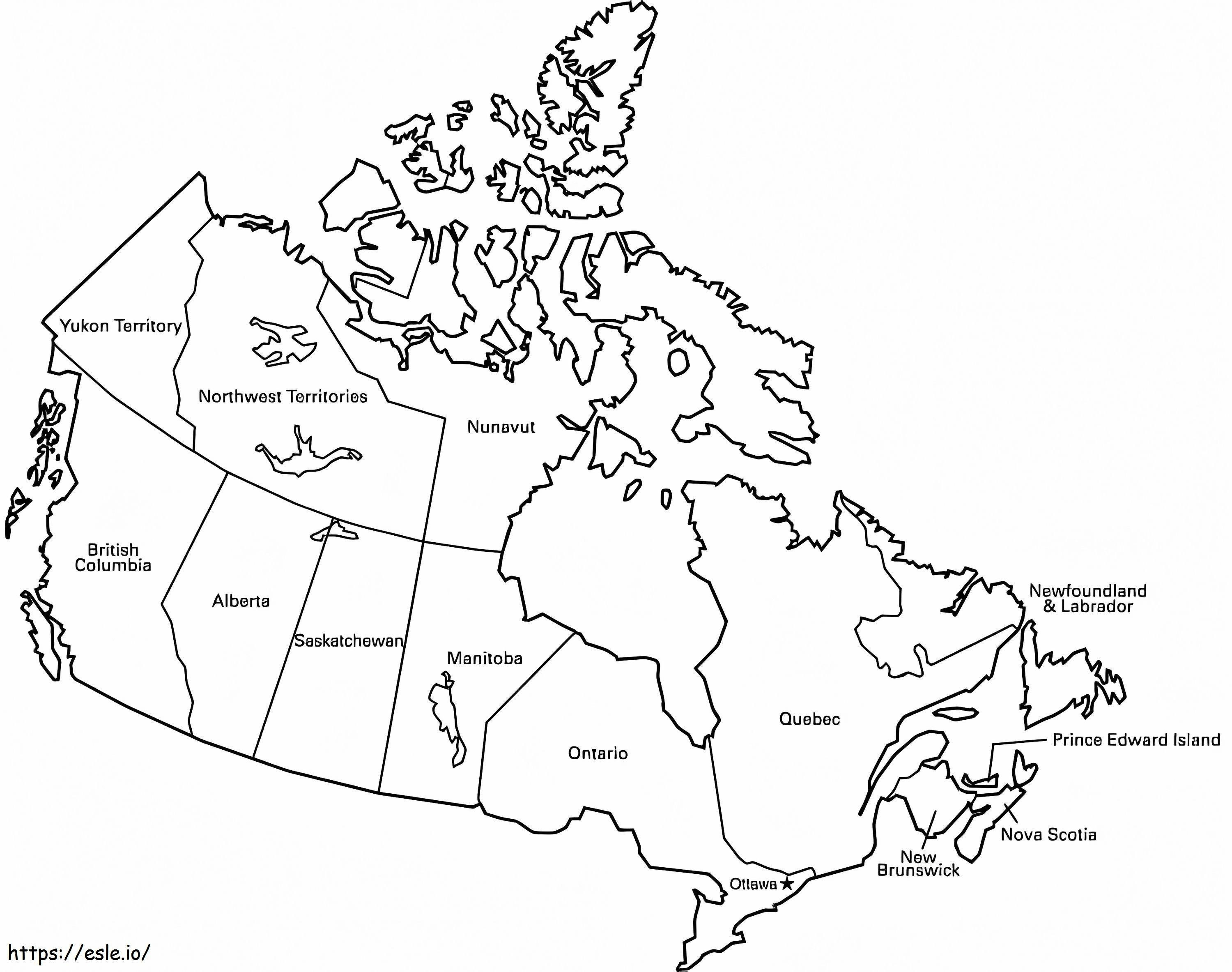 Kanadan kartta 10 värityskuva