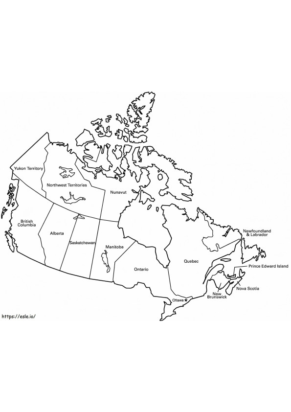 Mapa do Canadá 10 para colorir
