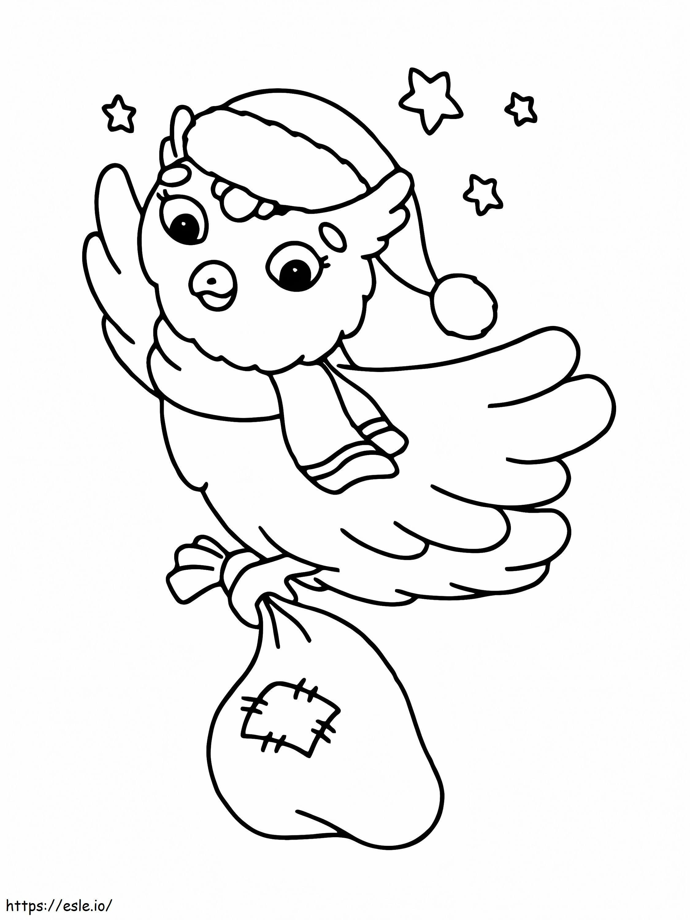 Christmas Kawaii Bird coloring page