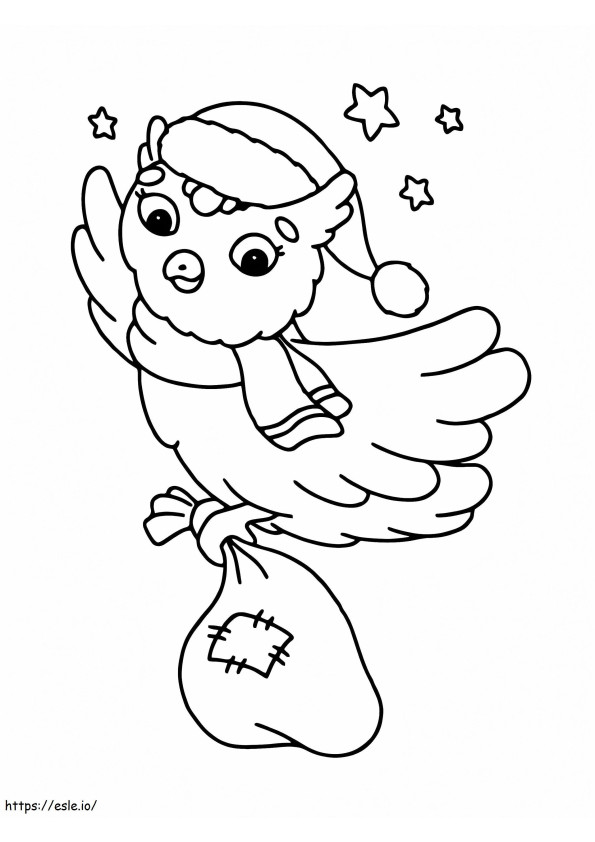 Christmas Kawaii Bird coloring page