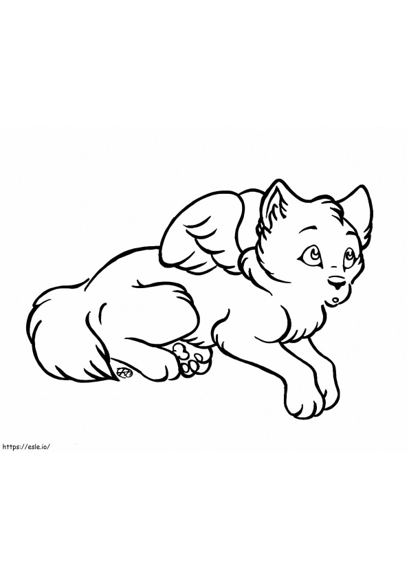 Coloriage Petit loup avec des ailes à imprimer dessin