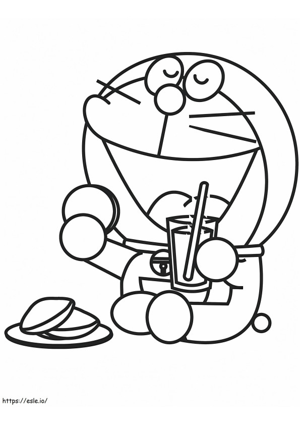 Coloriage 1531276609 Doraemon en train de déjeuner A4 à imprimer dessin