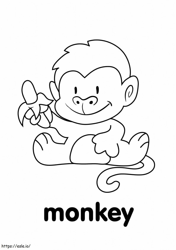 Baby Monkey Syöminen värityskuva
