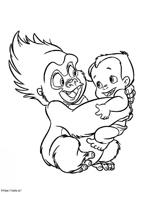ターザンの赤ちゃんを抱くテルク