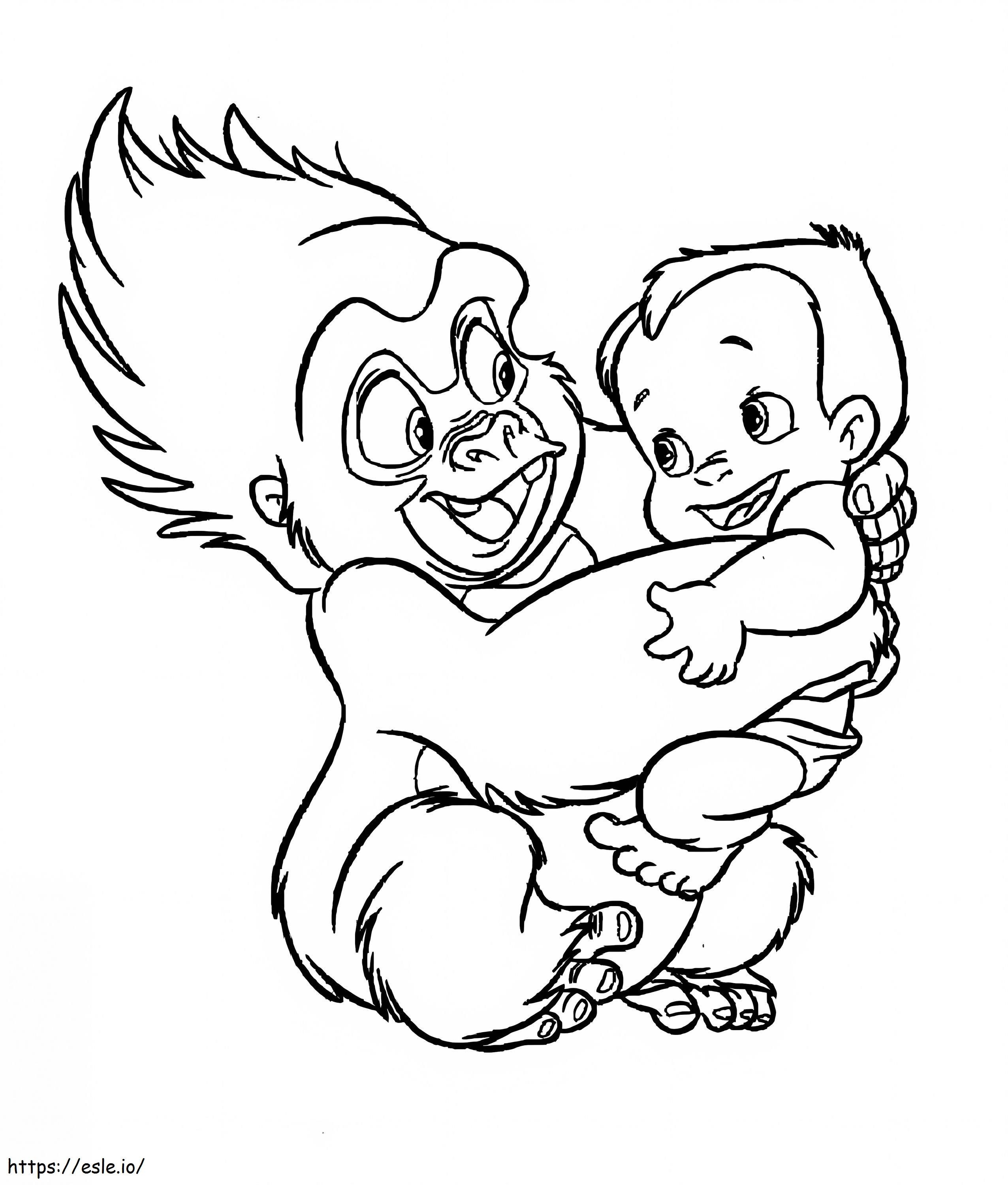 Terk tiene in braccio il piccolo Tarzan da colorare