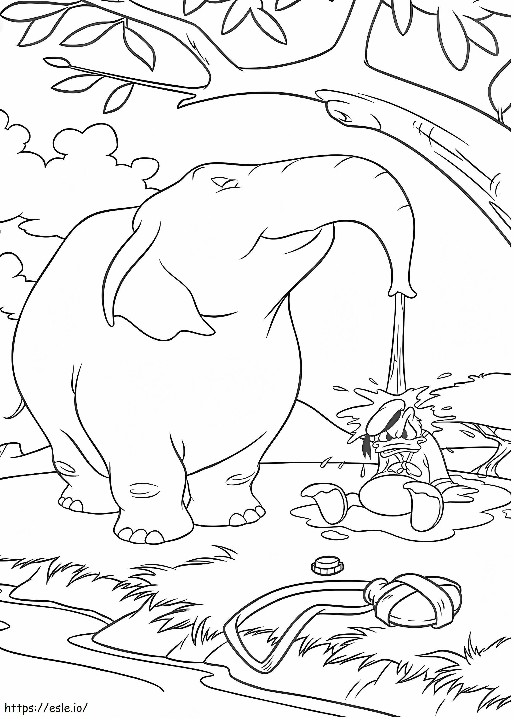Coloriage 1534757782 Donald et l'éléphant A4 à imprimer dessin