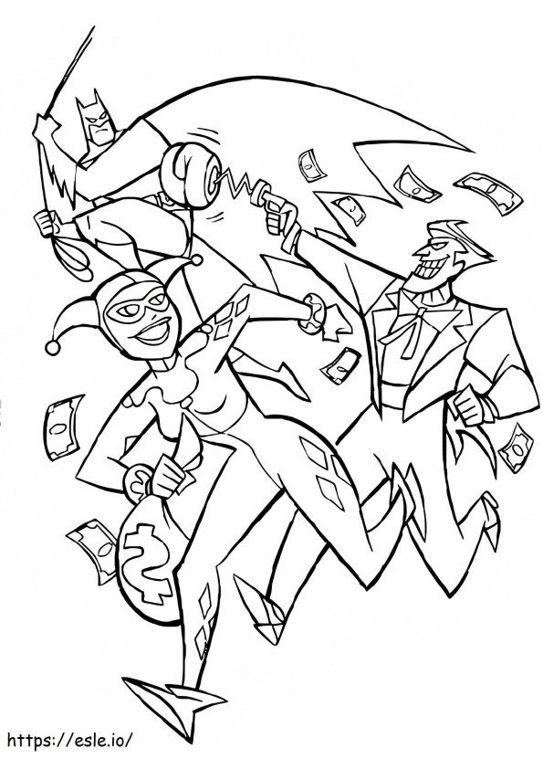 Batman Harley Quinn Y Joker coloring page