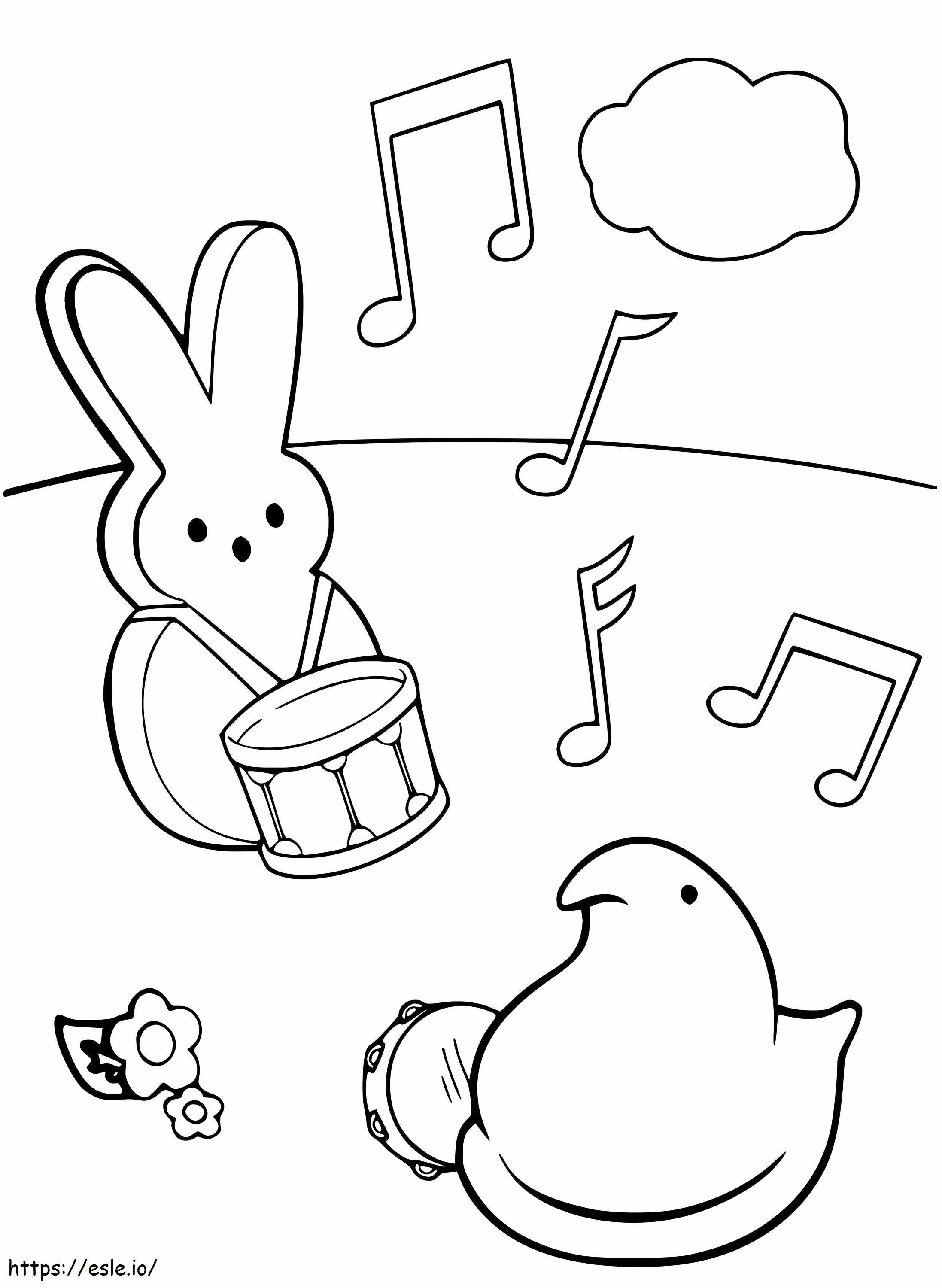 Chick And Rabbit Marshmallow Peeps coloring page
