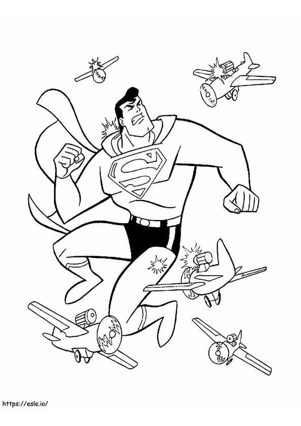 スーパーマンとおもちゃの飛行機 ぬりえ - 塗り絵