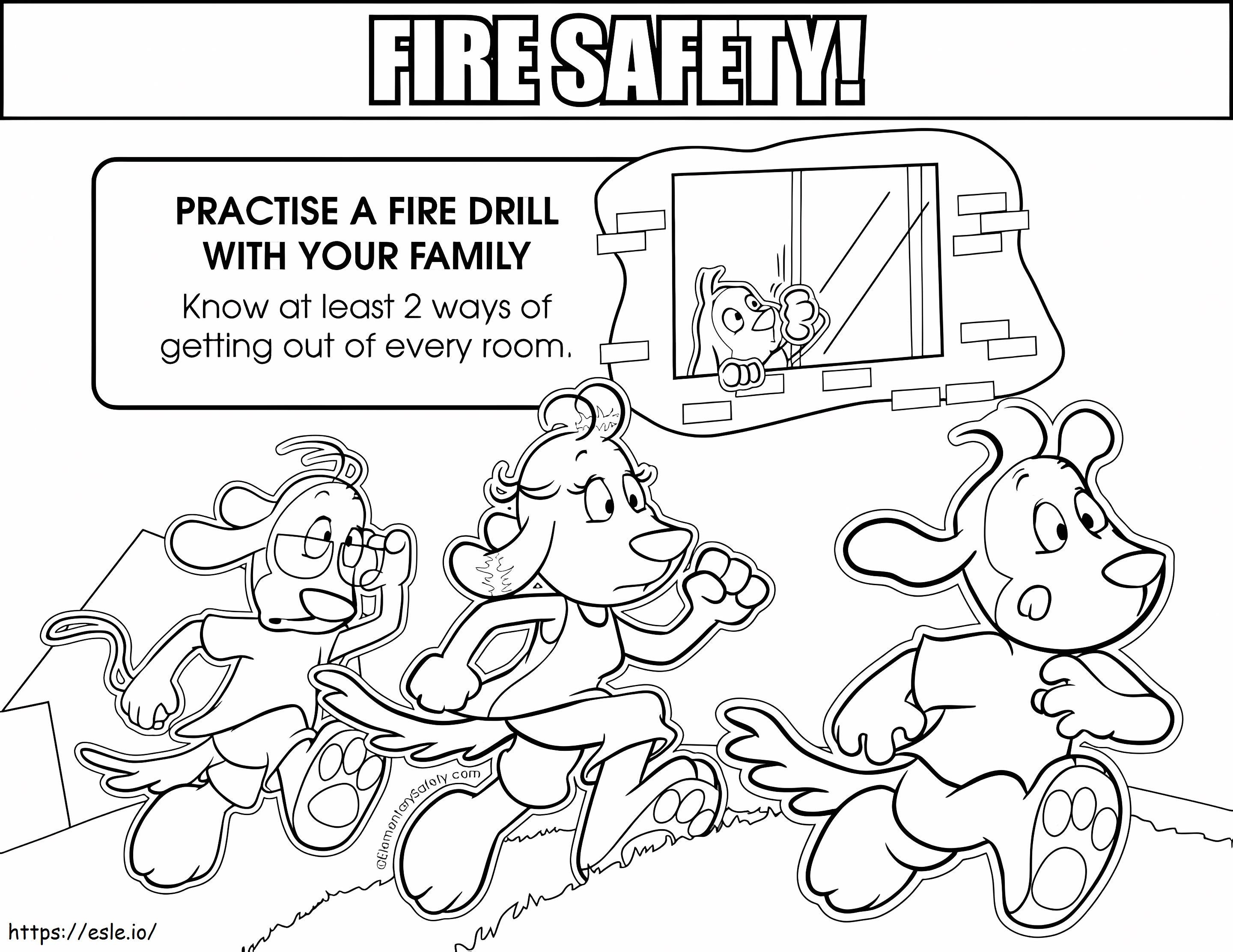 Family Fire Safety Coloring Page - Free Printable