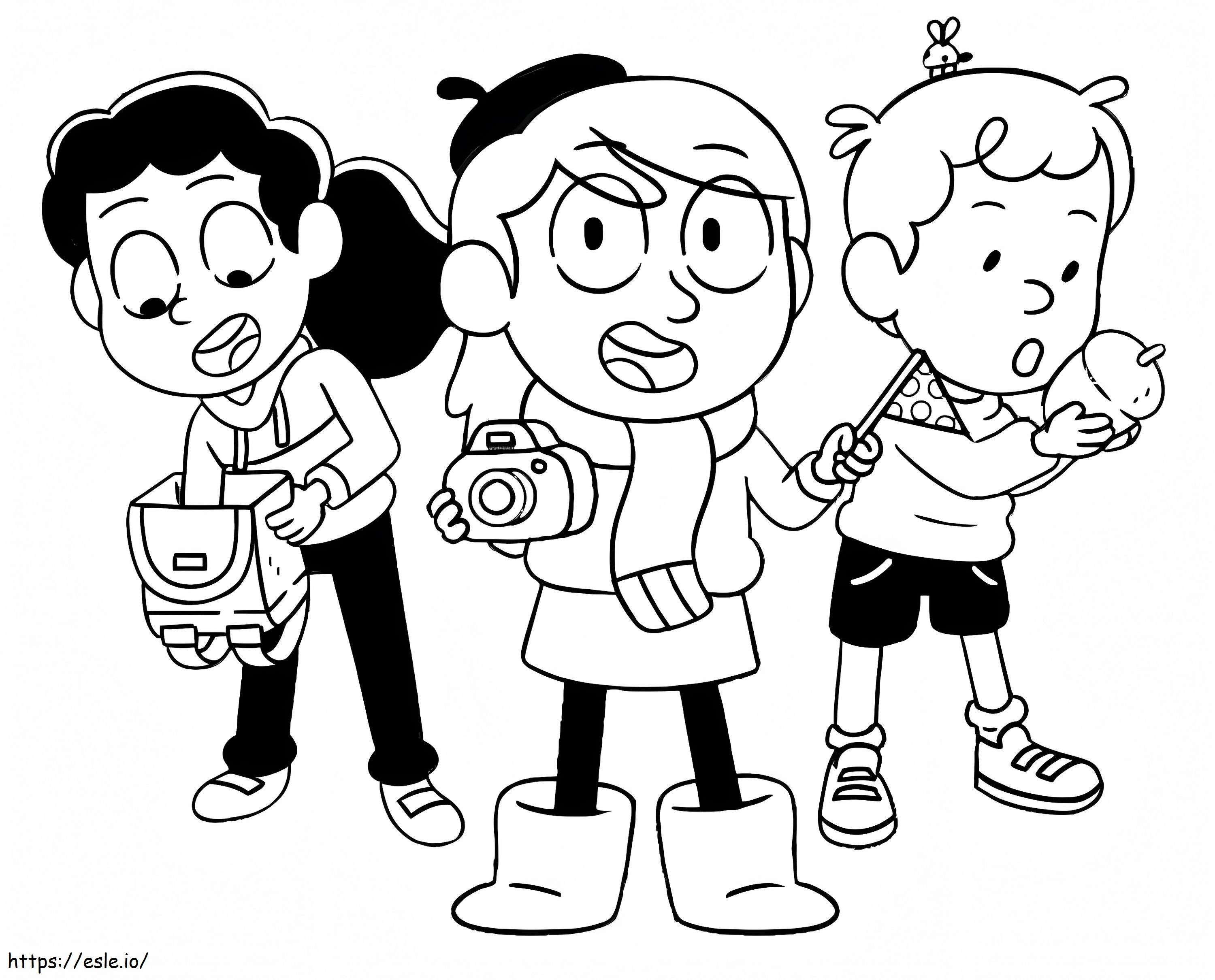 Coloriage Hilda et ses amis partent à l'aventure à imprimer dessin