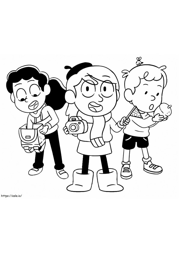 Coloriage Hilda et ses amis partent à l'aventure à imprimer dessin