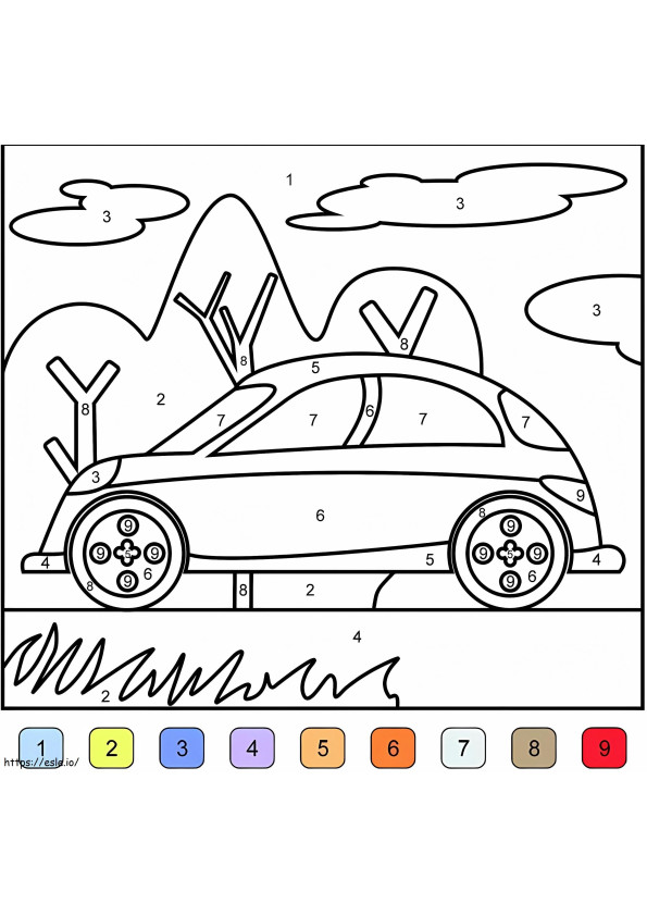 Un'auto colorata per numero da colorare