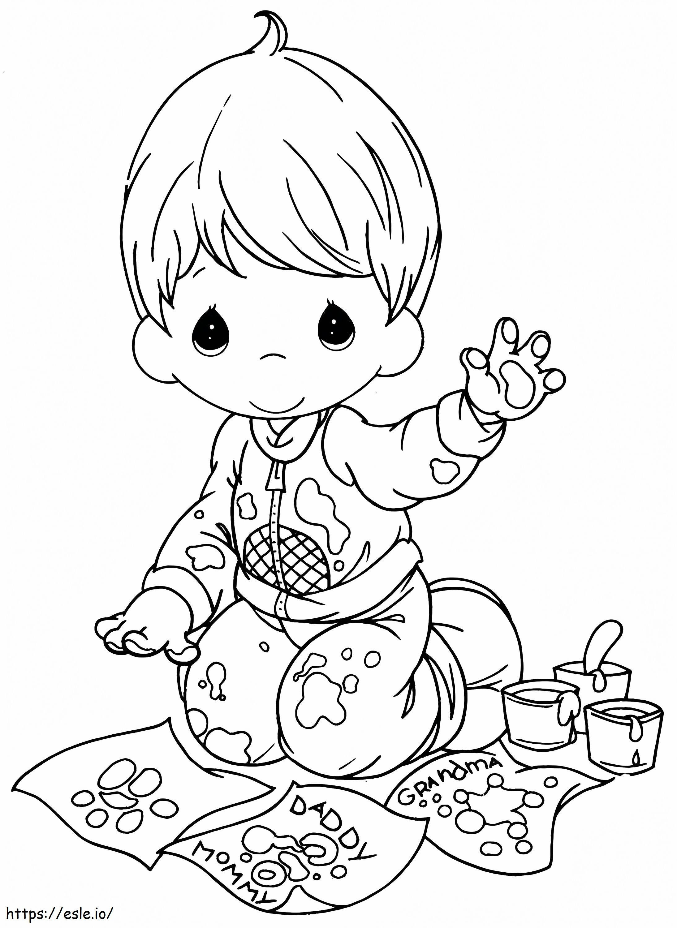 1574642428 Baby Boy Little Boy Precious Moments Kid Painting With His Hands Free Little Boy Coloring Newborn Baby Boy coloring page