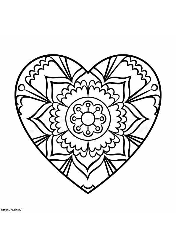 Doodle Heart Mandala színező oldal kifestő