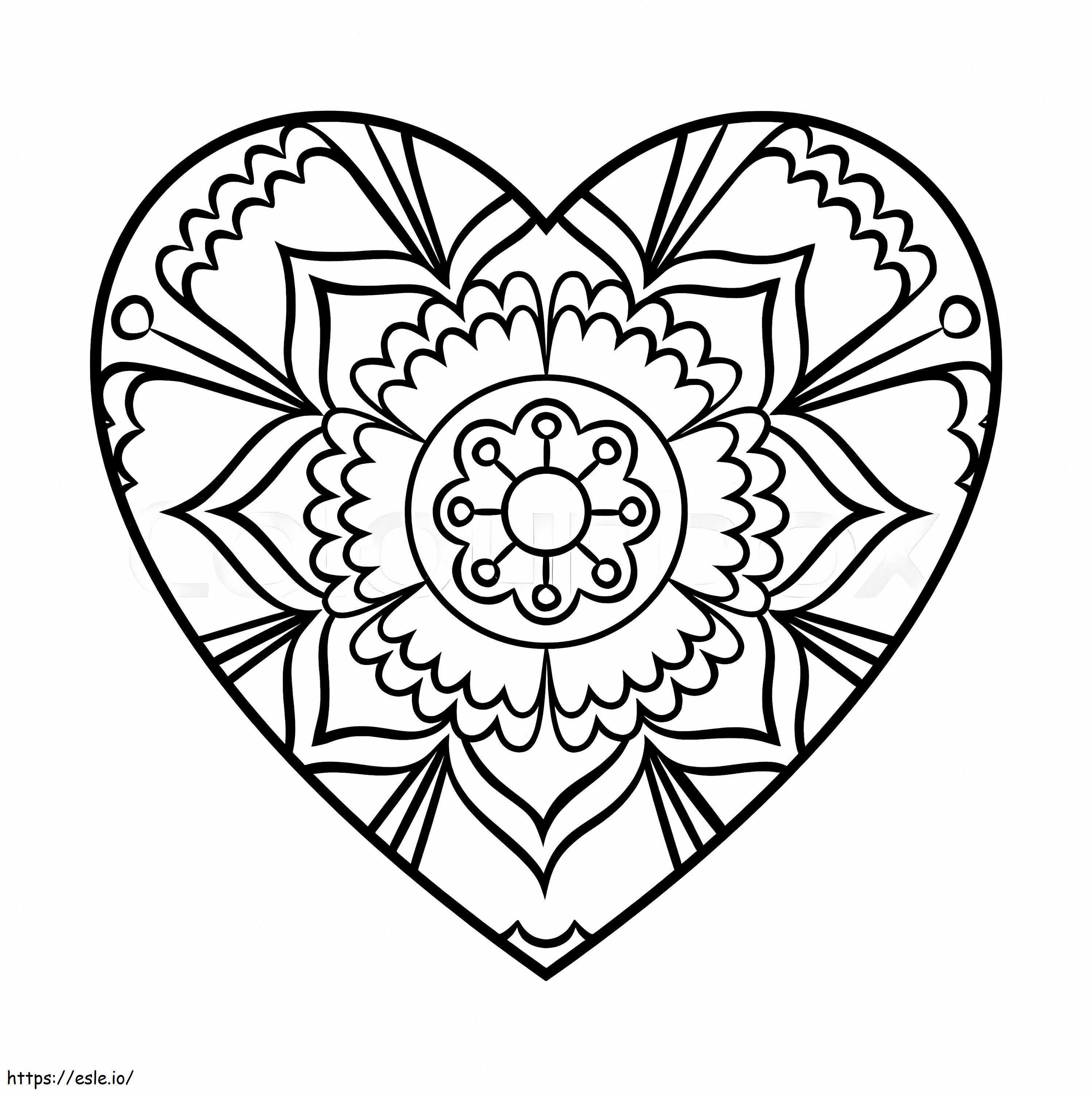 Monday Mandala Heart Coloring Page