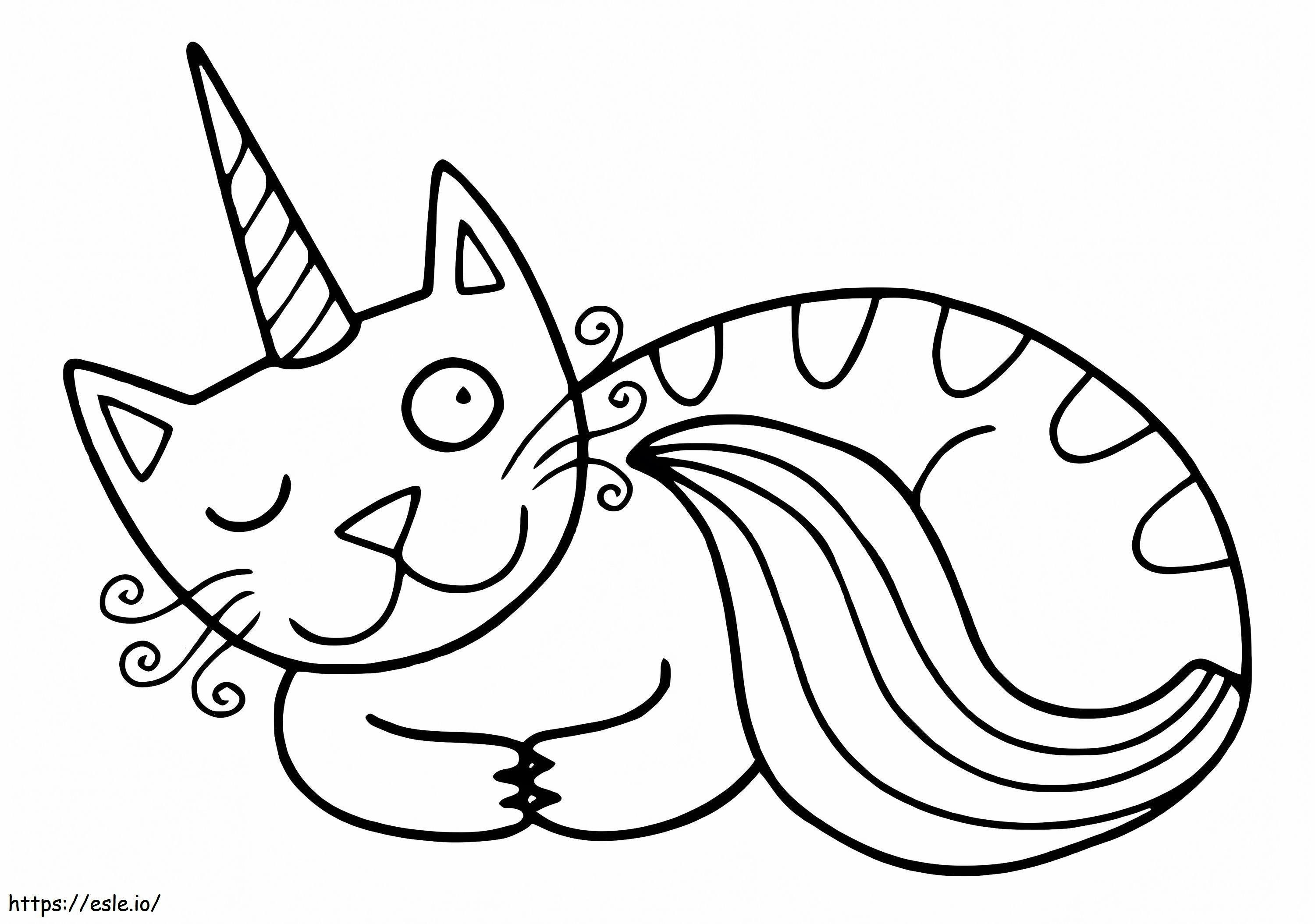 Gato unicórnio engraçado para colorir