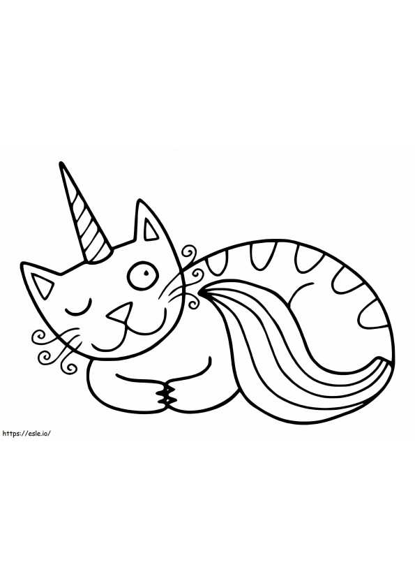 Coloriage Chat licorne drôle à imprimer dessin
