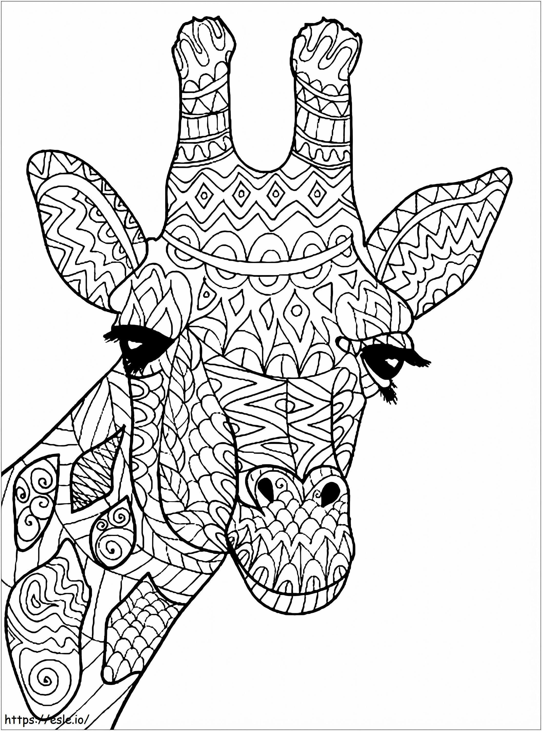 Coloriage Mandala tête de girafe à imprimer dessin