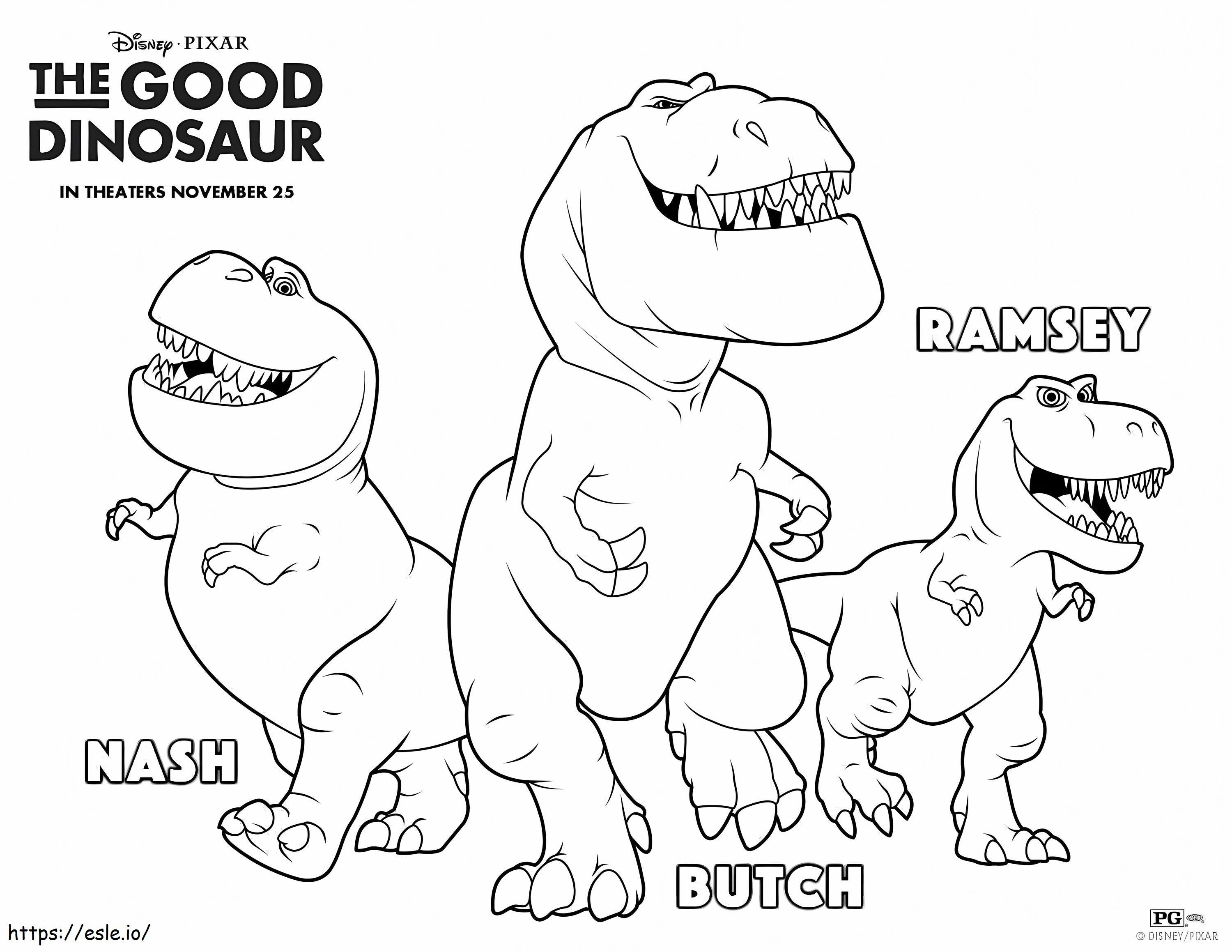 Três T-Rex para colorir