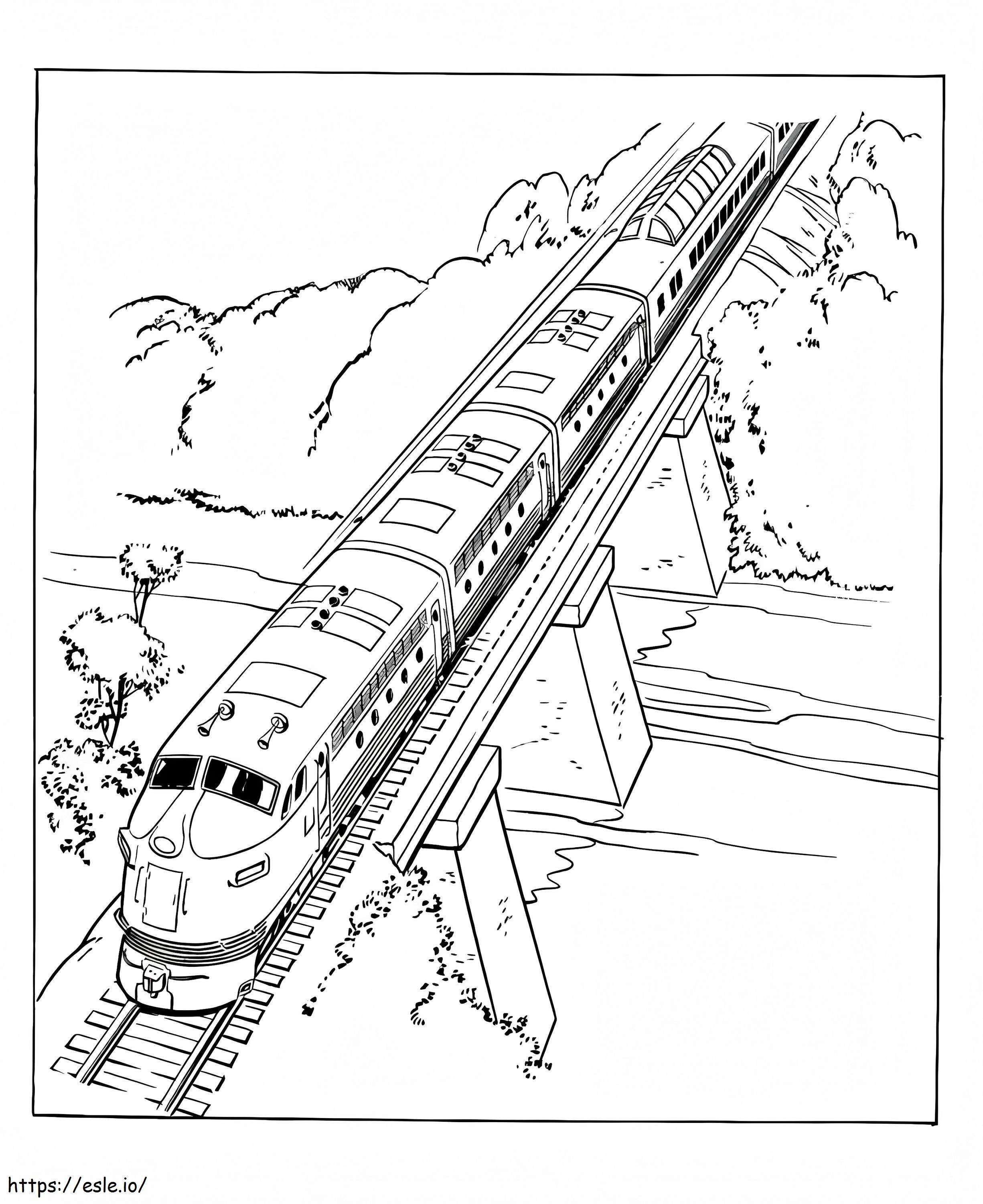 Train On The Bridge 1 coloring page