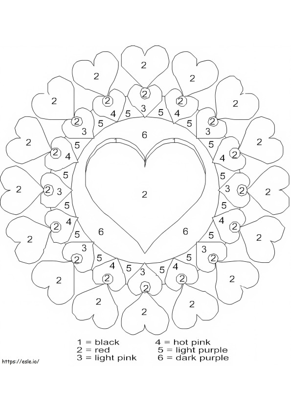 Inimile Valentine Colorate după număr de colorat