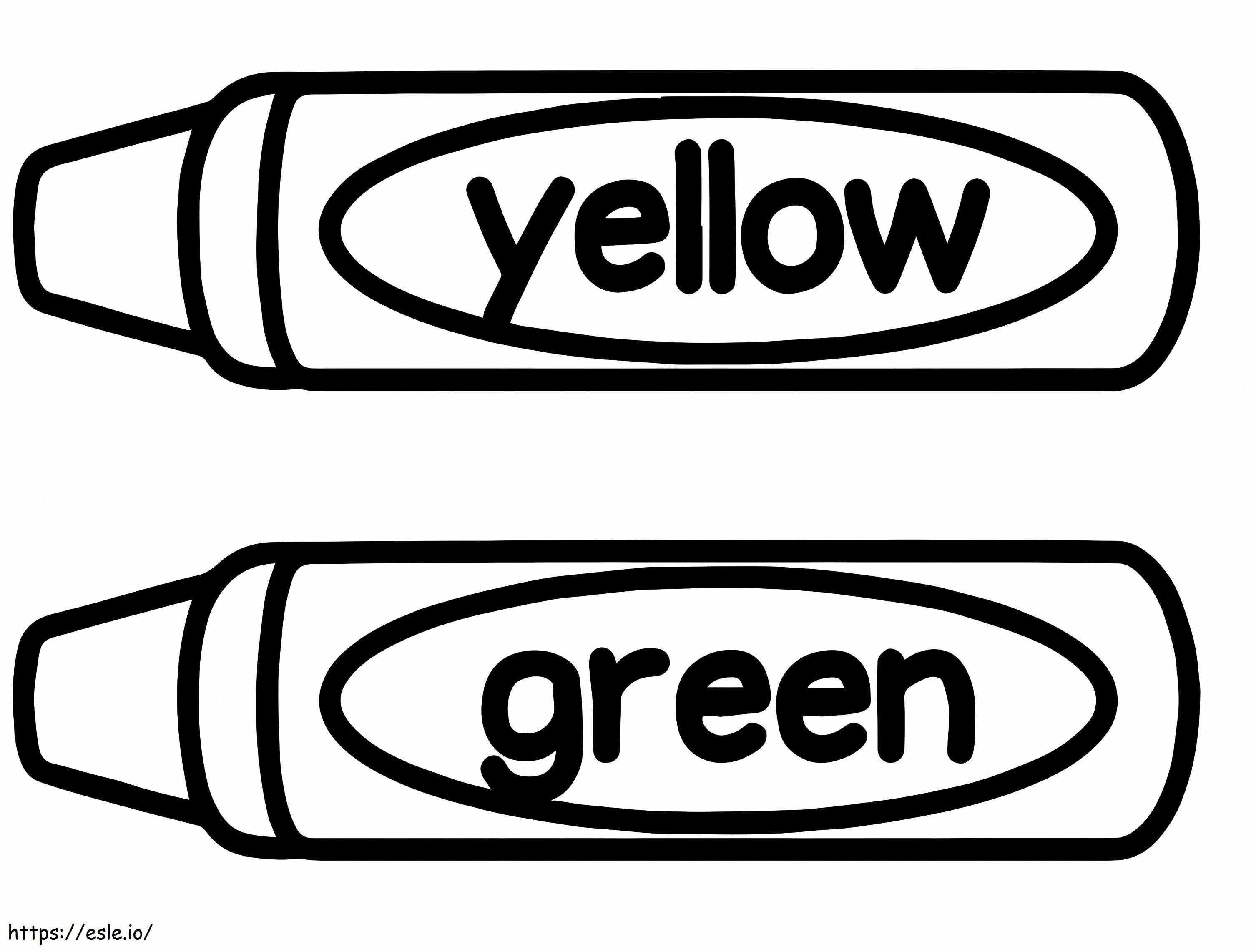 Crayones amarillos y verdes para colorear