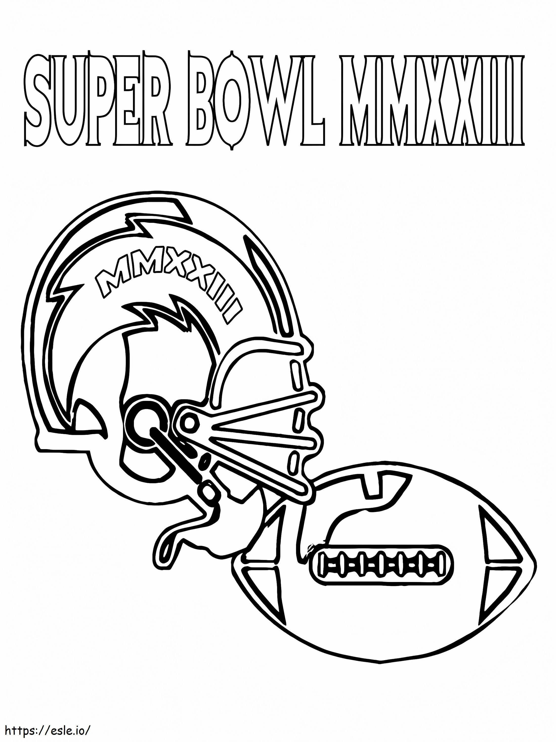 Super Bowl -jalkapallokypärä ja -pallo värityskuva