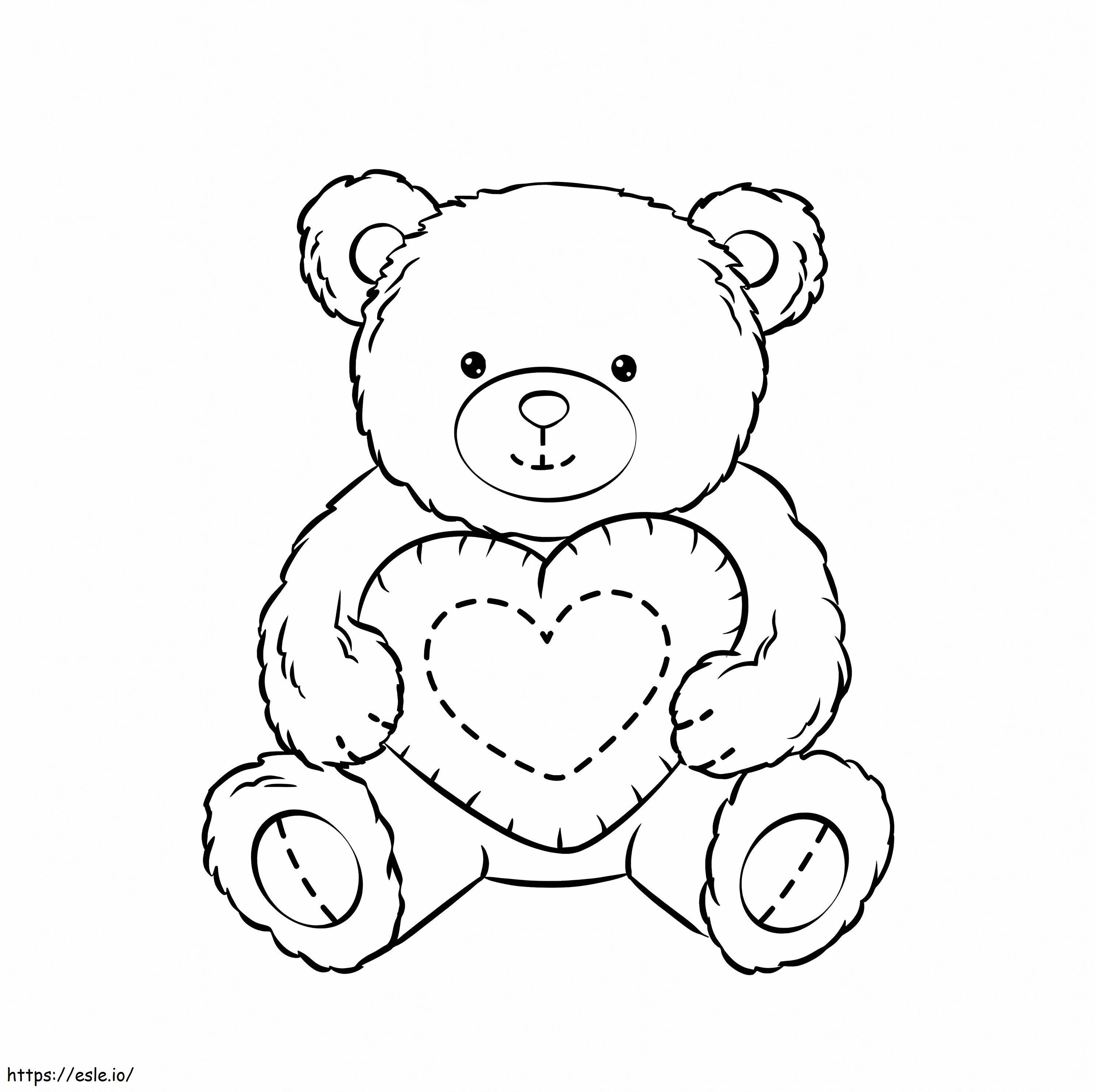 Teddy Bear Memegang Hati Gambar Mewarnai