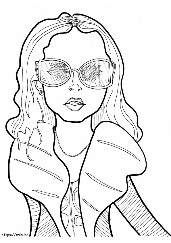 Girl In Fashionable Glasses coloring page
