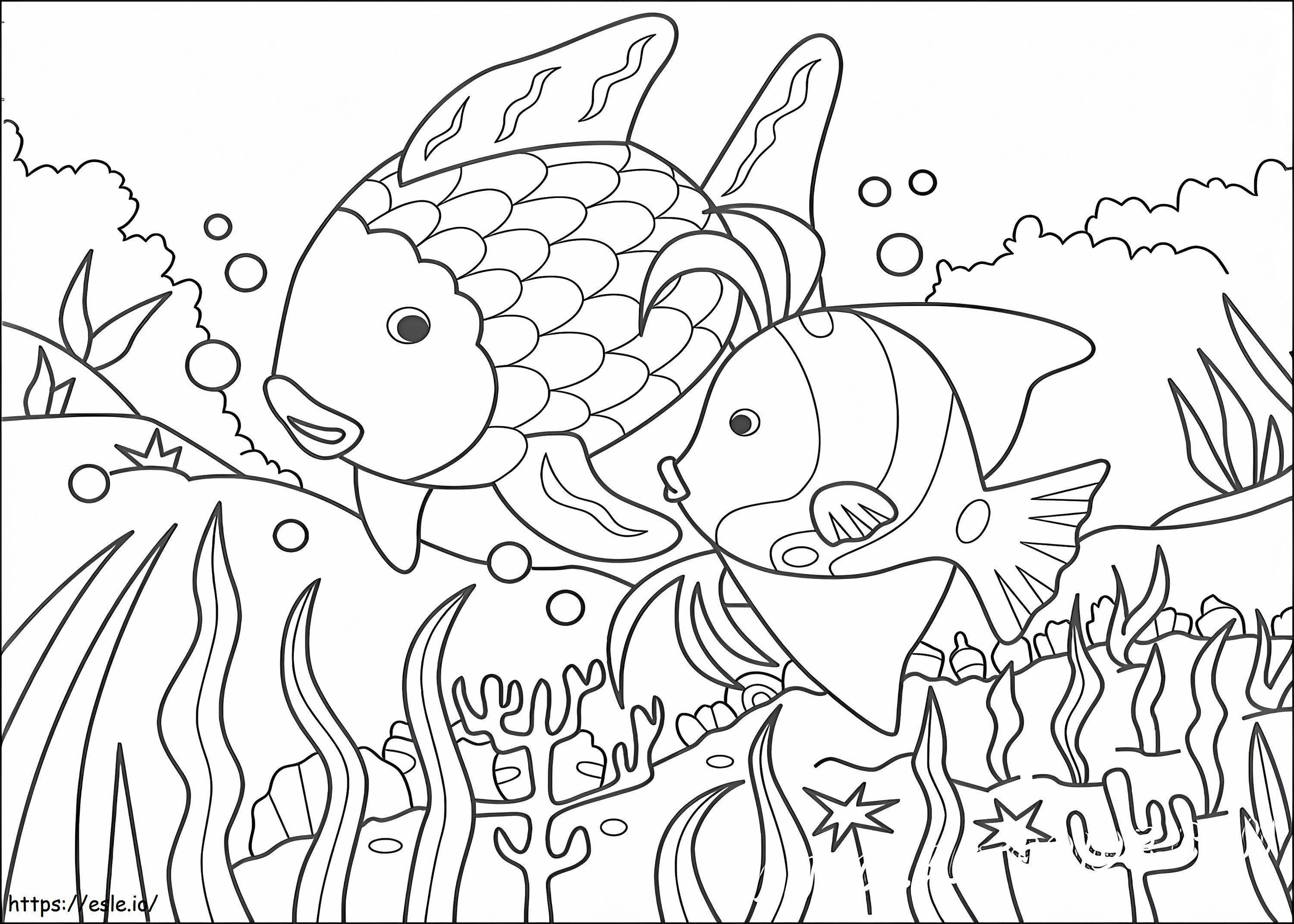 Two Rainbow Fish In The Sea coloring page