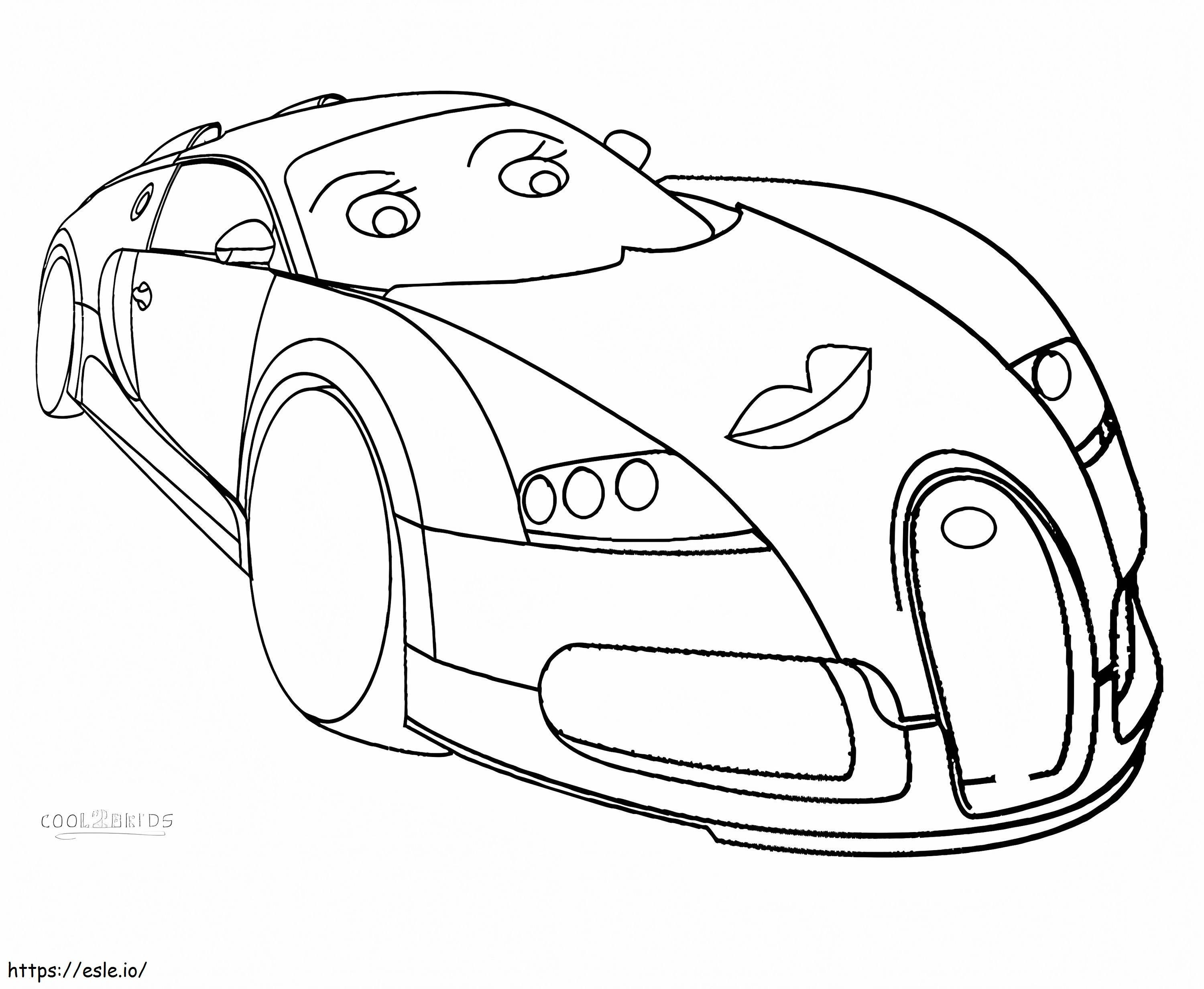 Bugatti de dibujos animados para colorear