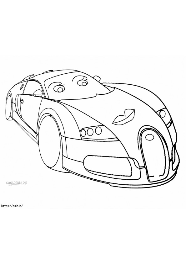 Bugatti de dibujos animados para colorear