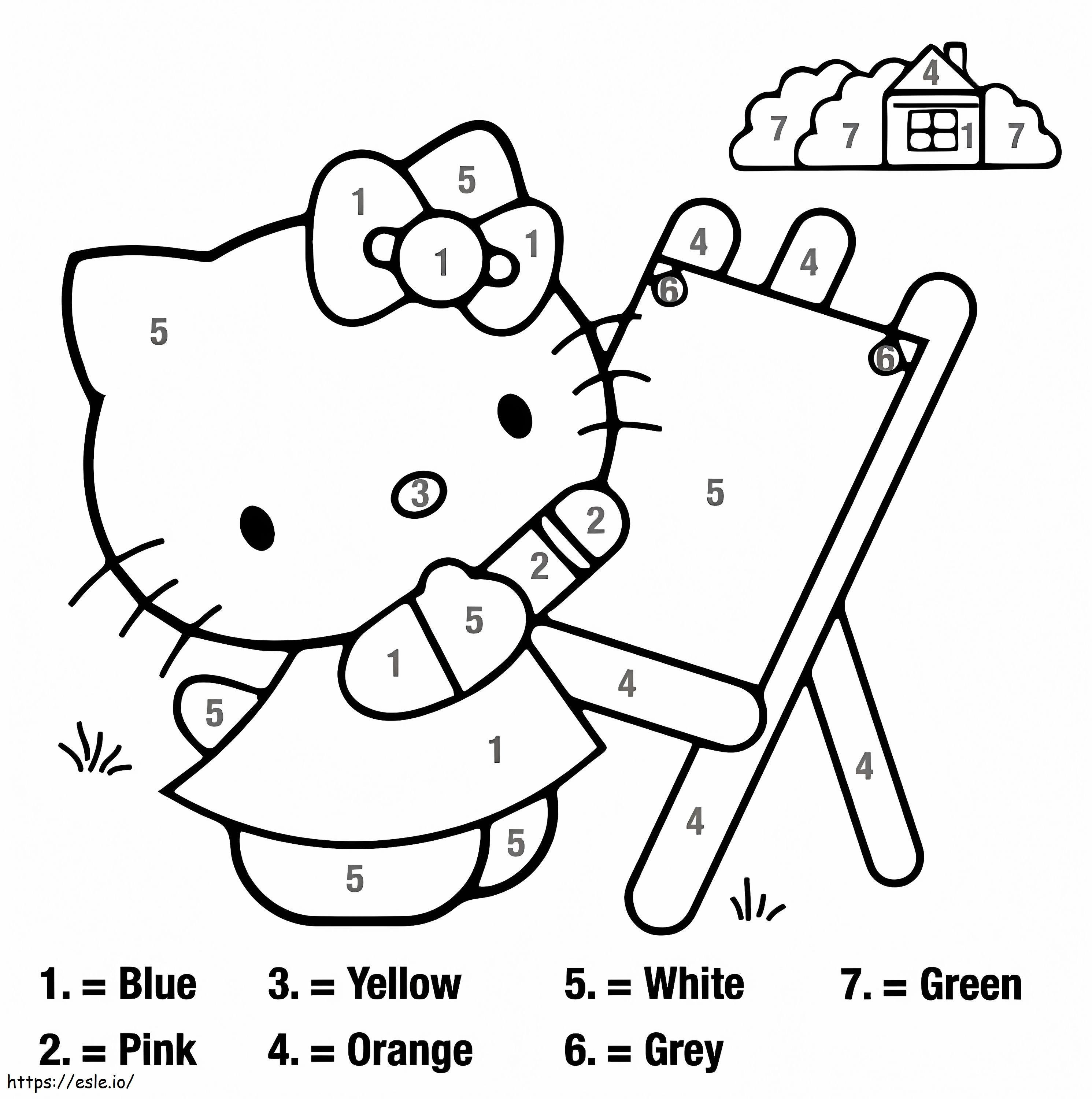Mooie Hello Kitty kleur op nummer kleurplaat kleurplaat