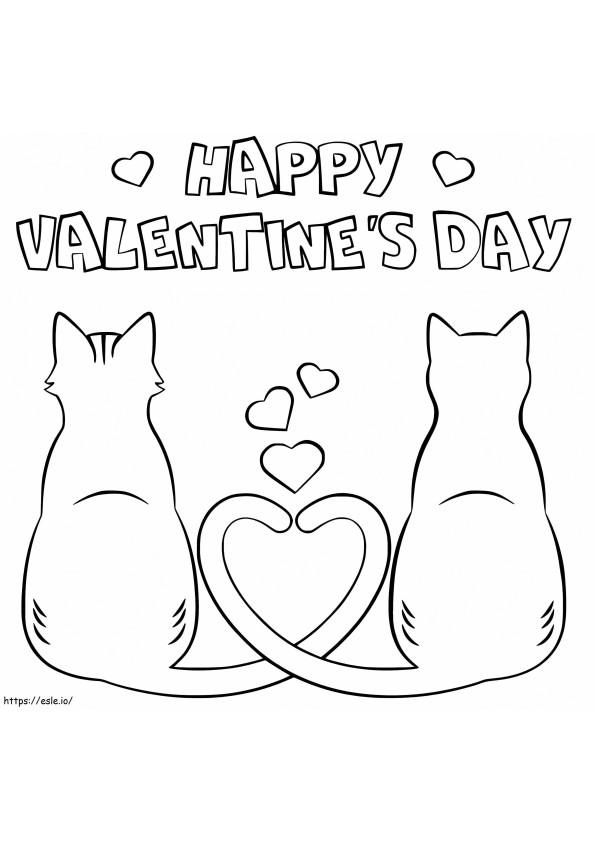 Coppia di gatti di San Valentino da colorare