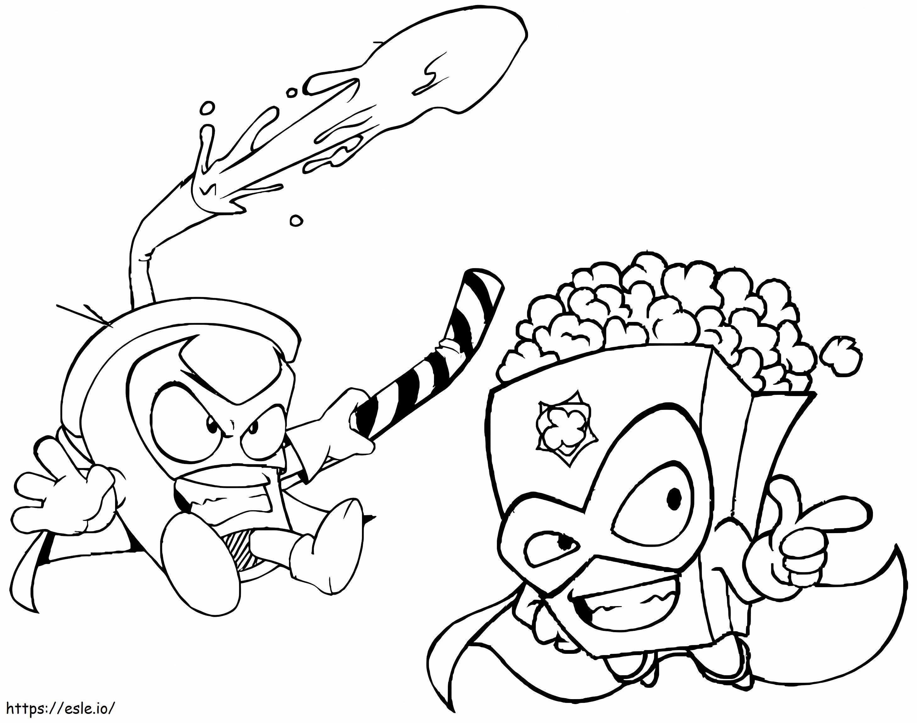Pop Corn And Sugar Rush Superzings coloring page