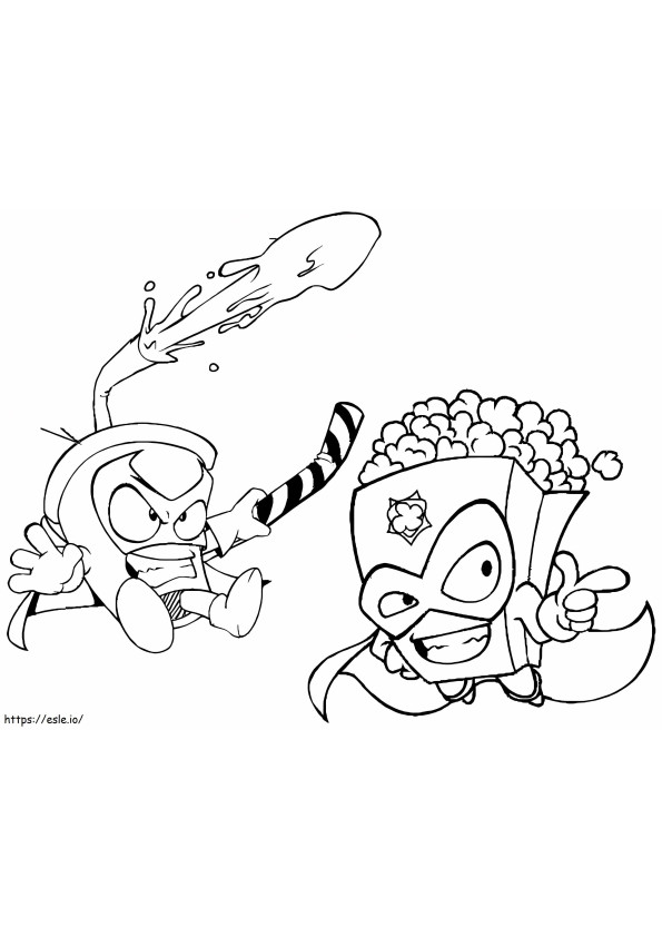 Pop Corn And Sugar Rush Superzings coloring page