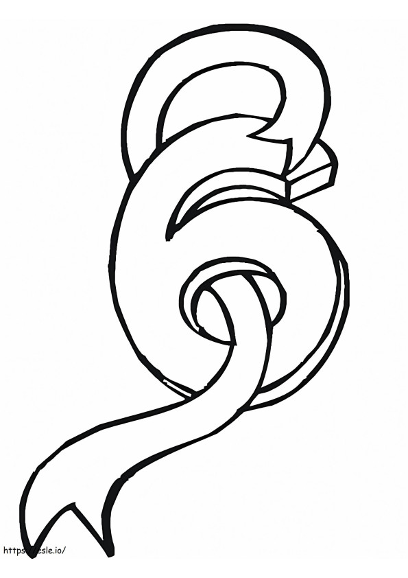 Ribbon Number 6 coloring page