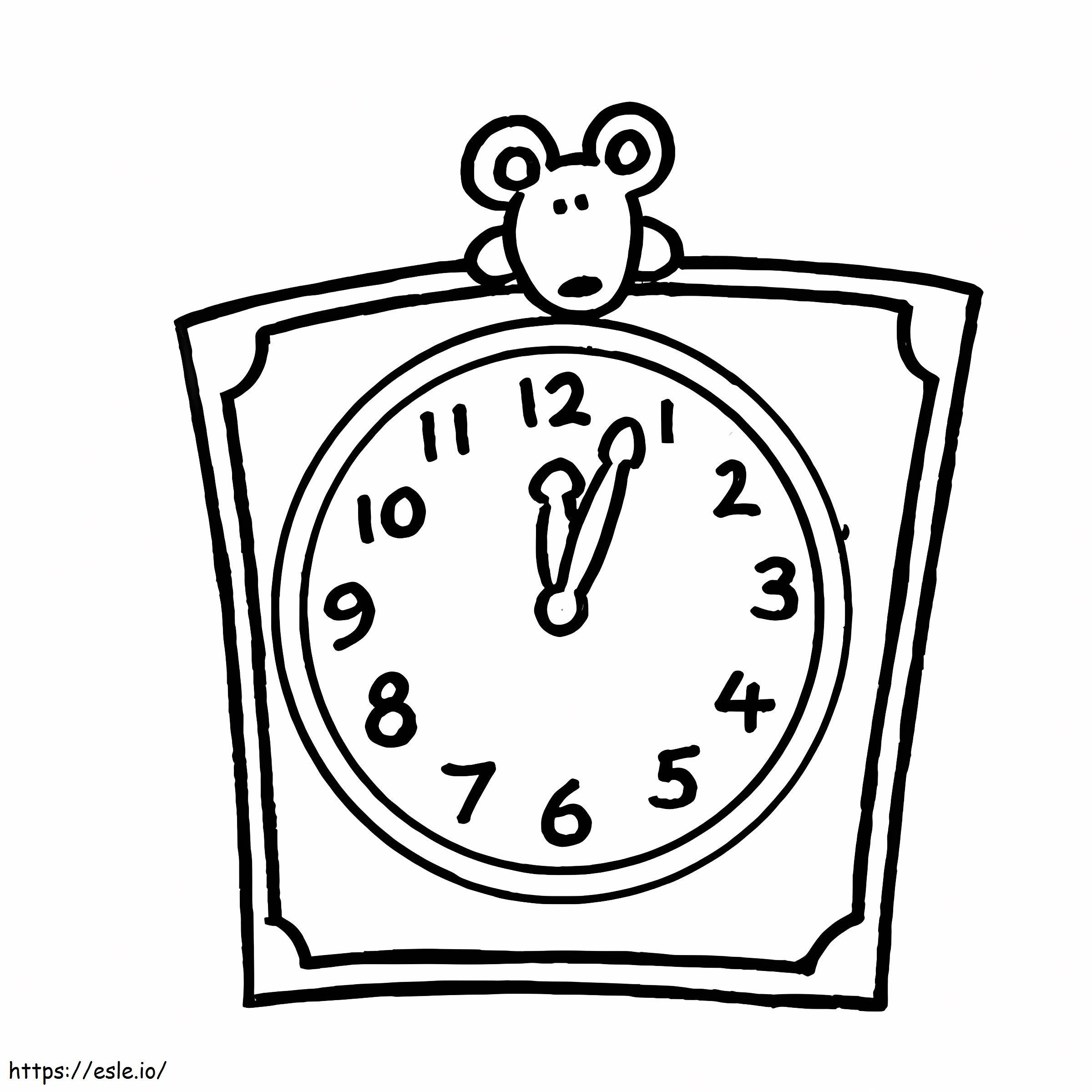 マウスと時計 ぬりえ - 塗り絵