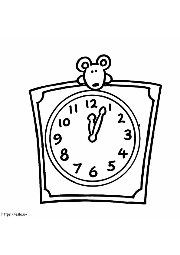 Rato e relógio para colorir