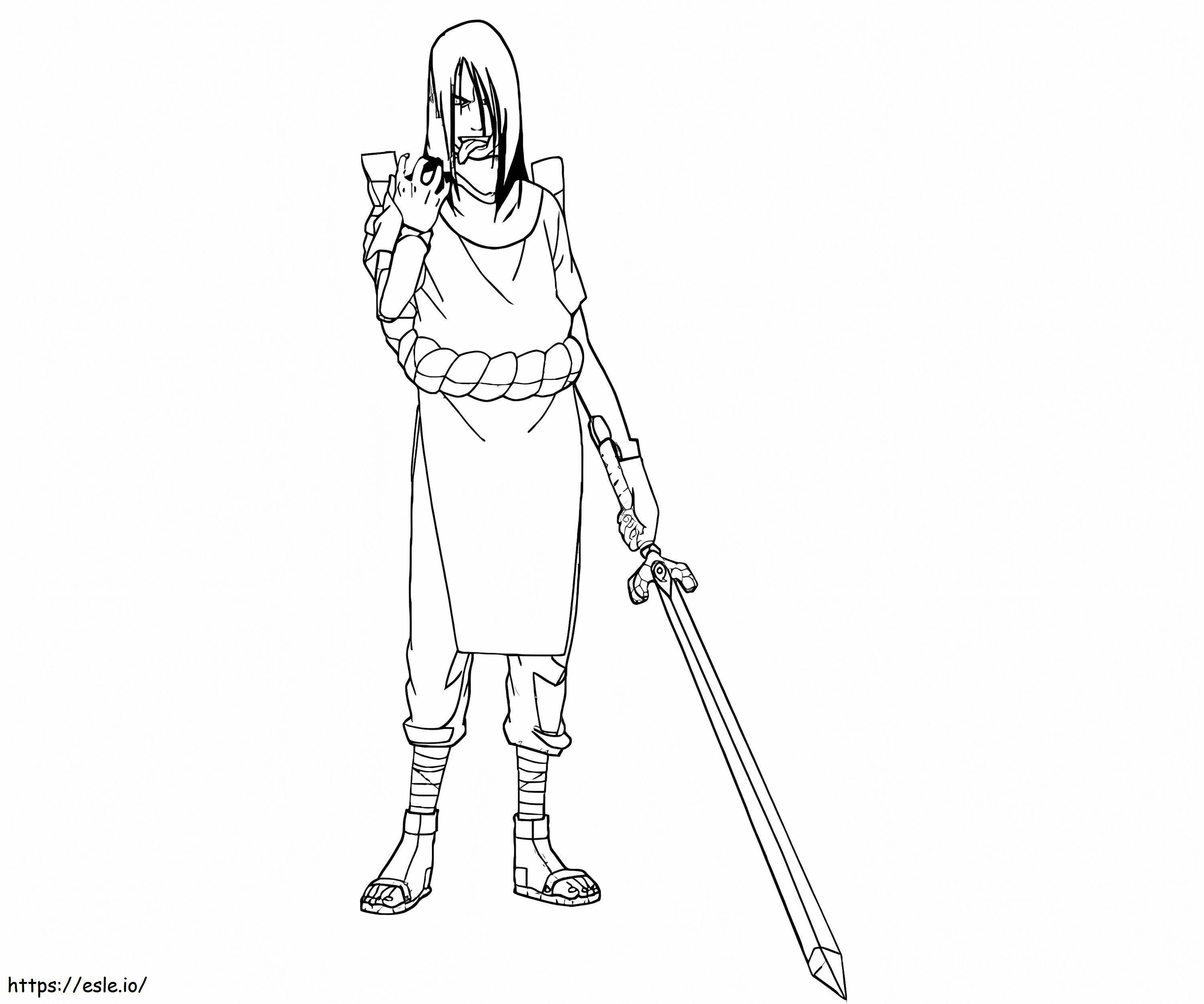 Orochimaru segurando a espada para colorir